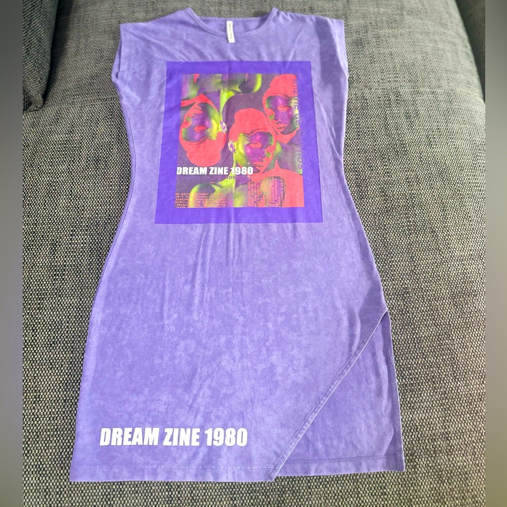 ASYOU Sleeveless Split Hem Dress with graphic